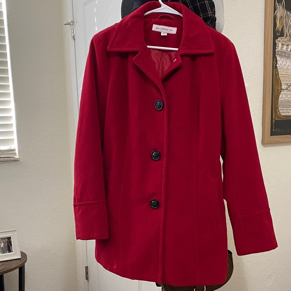 Liz Claiborne Women's Red Pea Coat